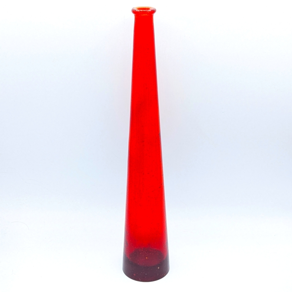 Vtg Mid Century 70's Modernist 12" Empoli  Art Glass Amberina Tangerine Bud Vase
